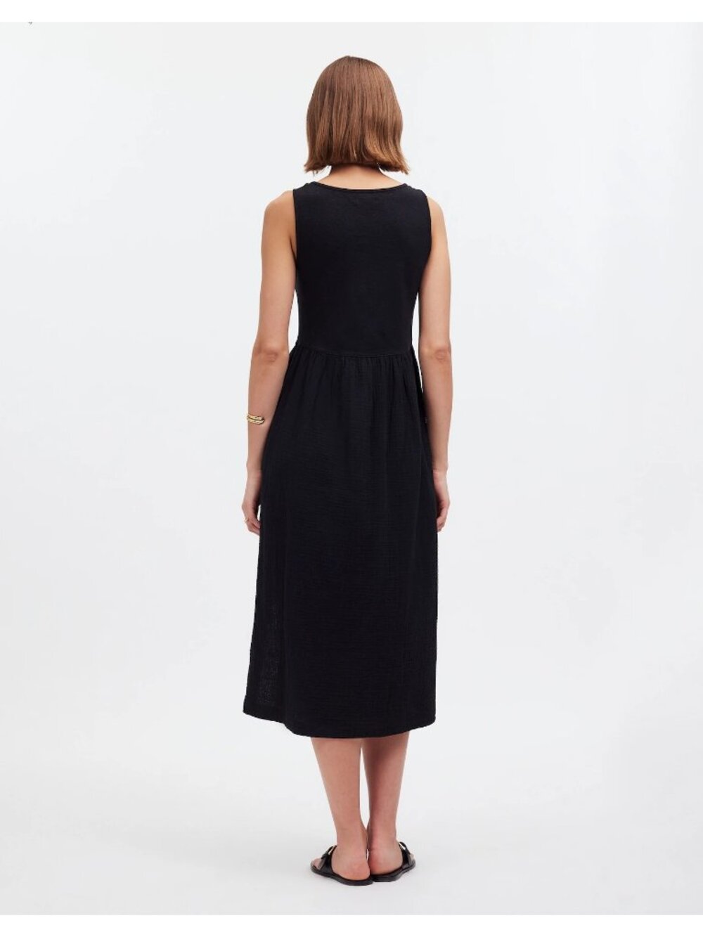 Madewell Knit Tank Midi Dress Women’s Small True Black Mixed Media Cotton EUC - Picture 9 of 16